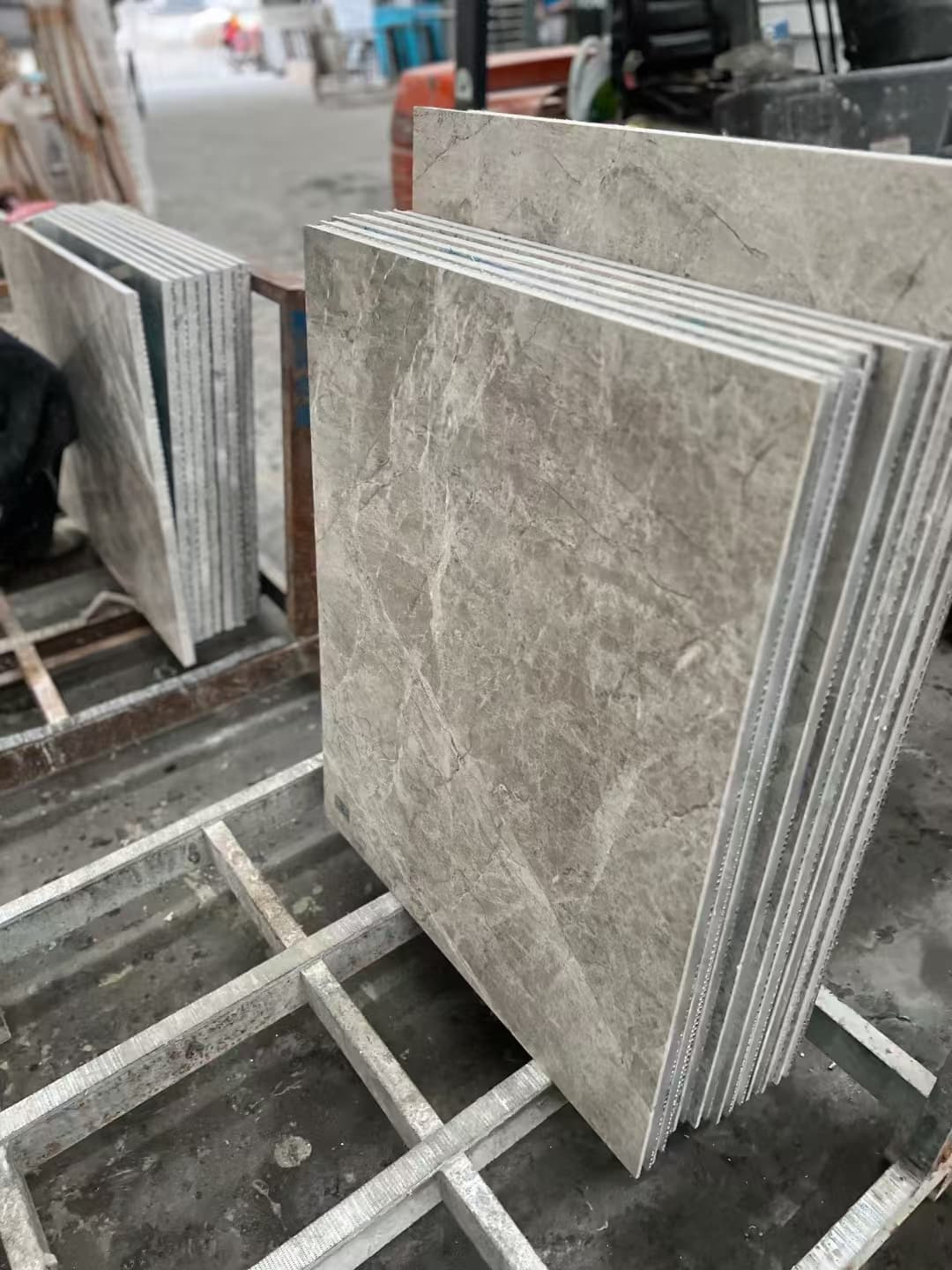 Tundla Grey marble backed aluminum honeycomb panel 