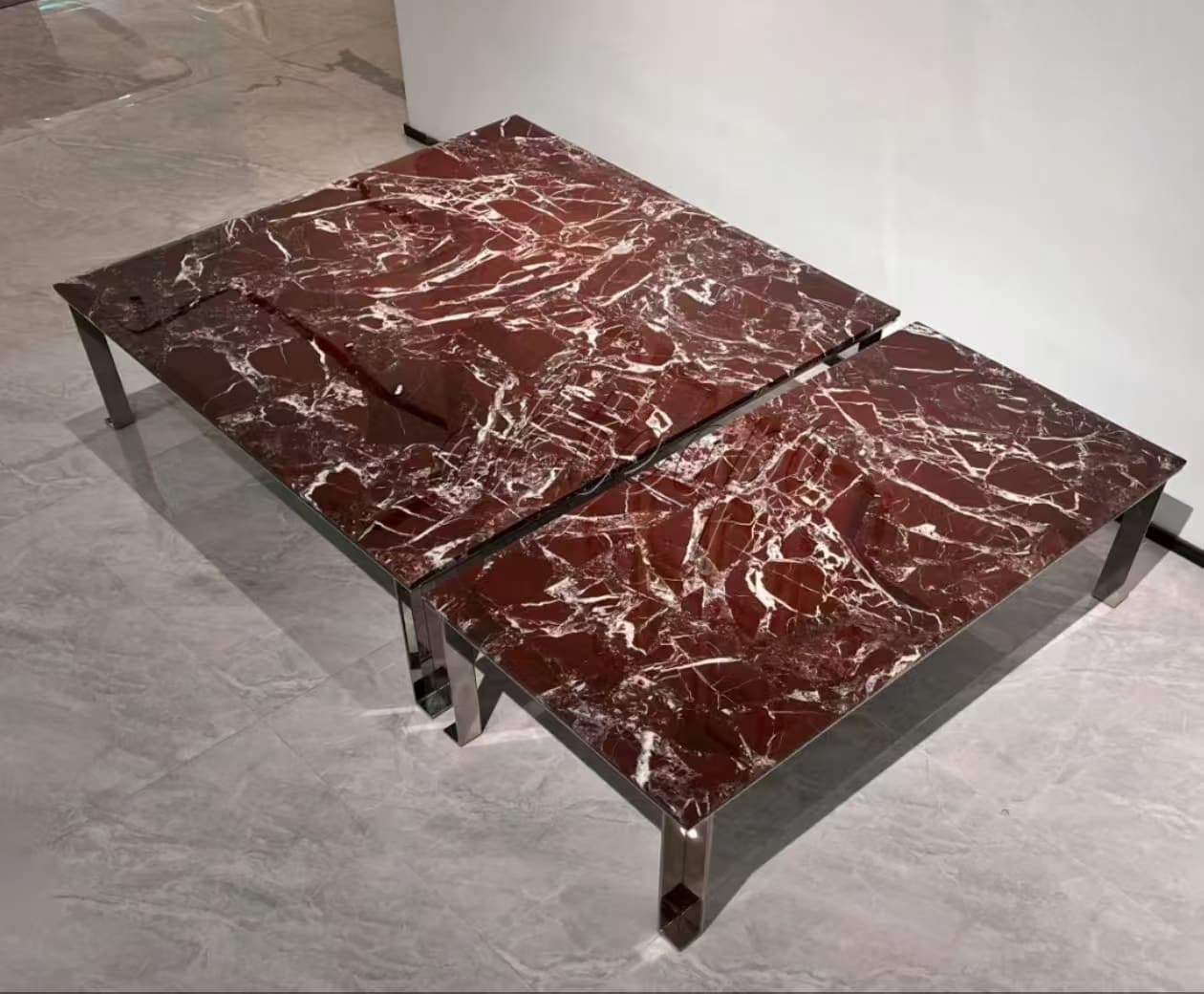 Rosso Levanto Marble Square Customized Table