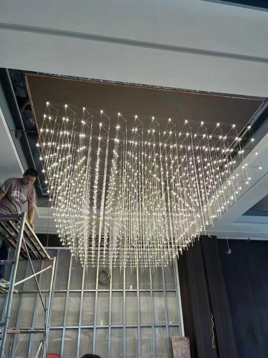 High Ceiling Stair Gold Long Pendant Lights Chandelier Lamps