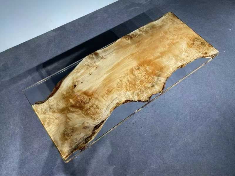 Restaurant Table Resin Material Custom Base Wooden Pattern Table Top