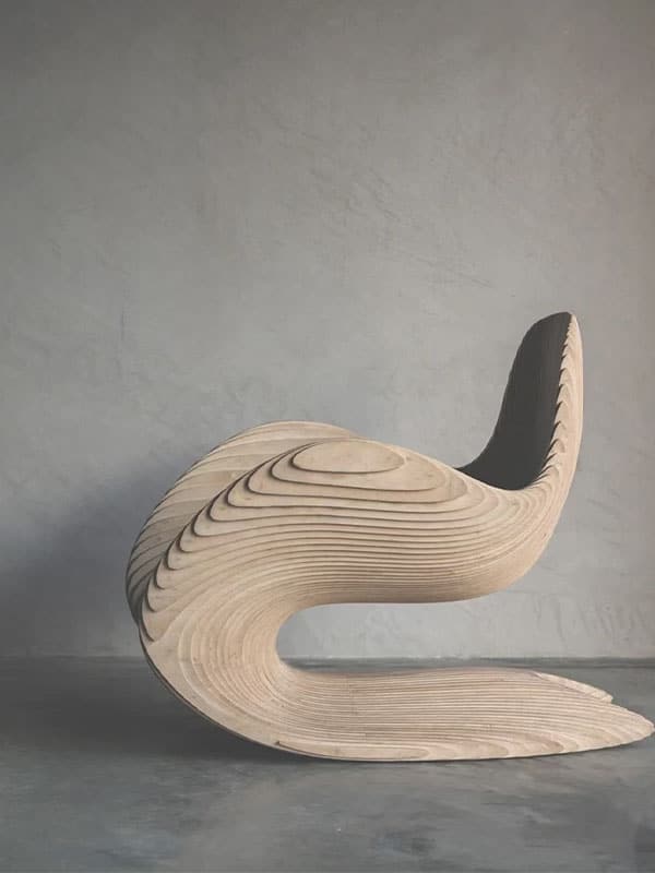 Wood Carving Art Furniture - Curved Wood Chip Chair