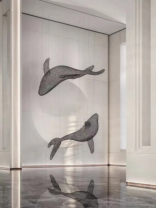Metal whale artwork
