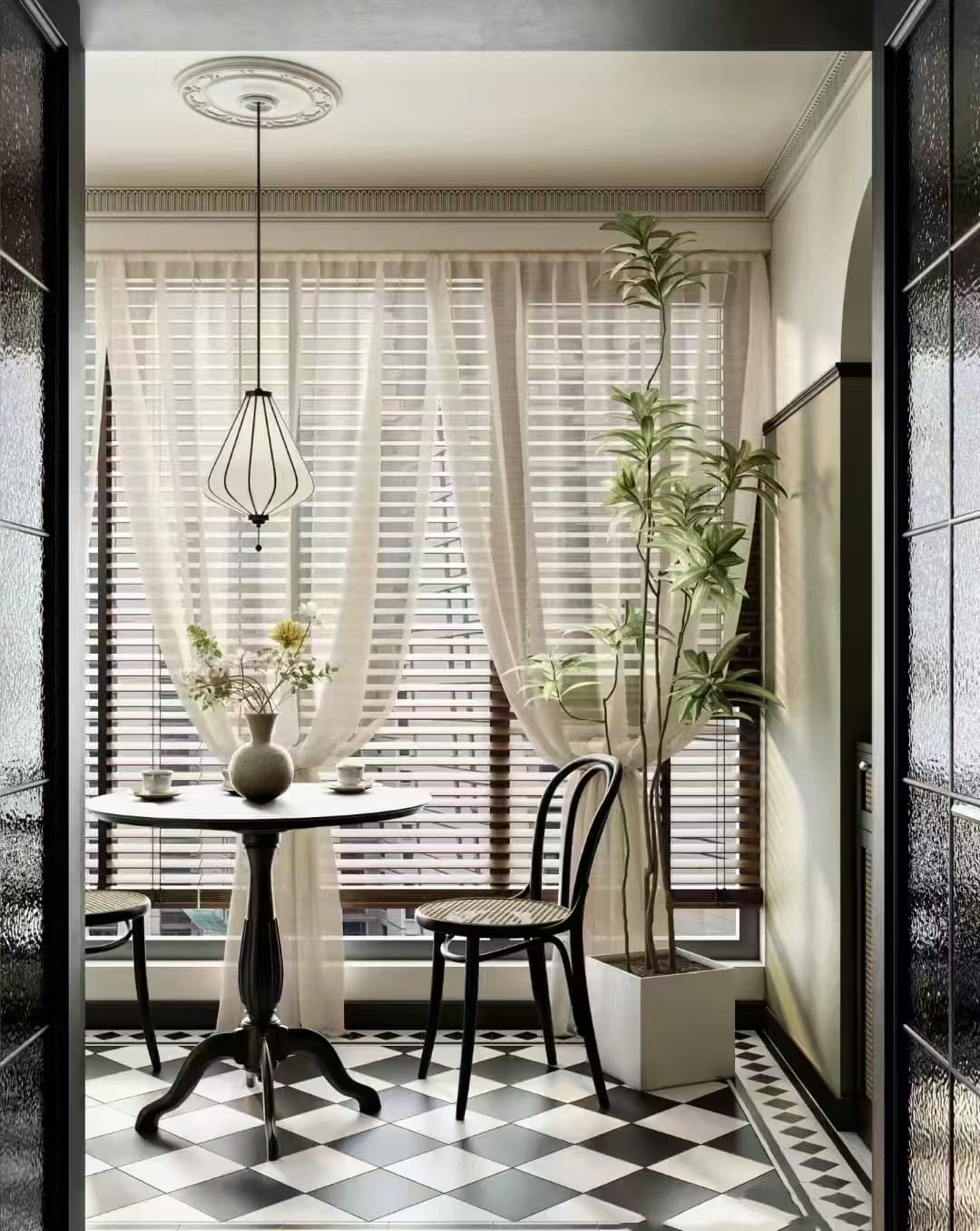 Custom-made corrugated sheer curtains