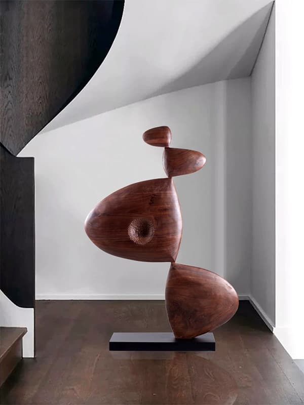 Geometric floor wood carving